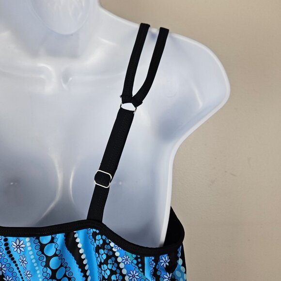 Yonique Womens Large Blue Tankini Swimsuit With Adjustable Straps & Boyshorts - Picture 8 of 13